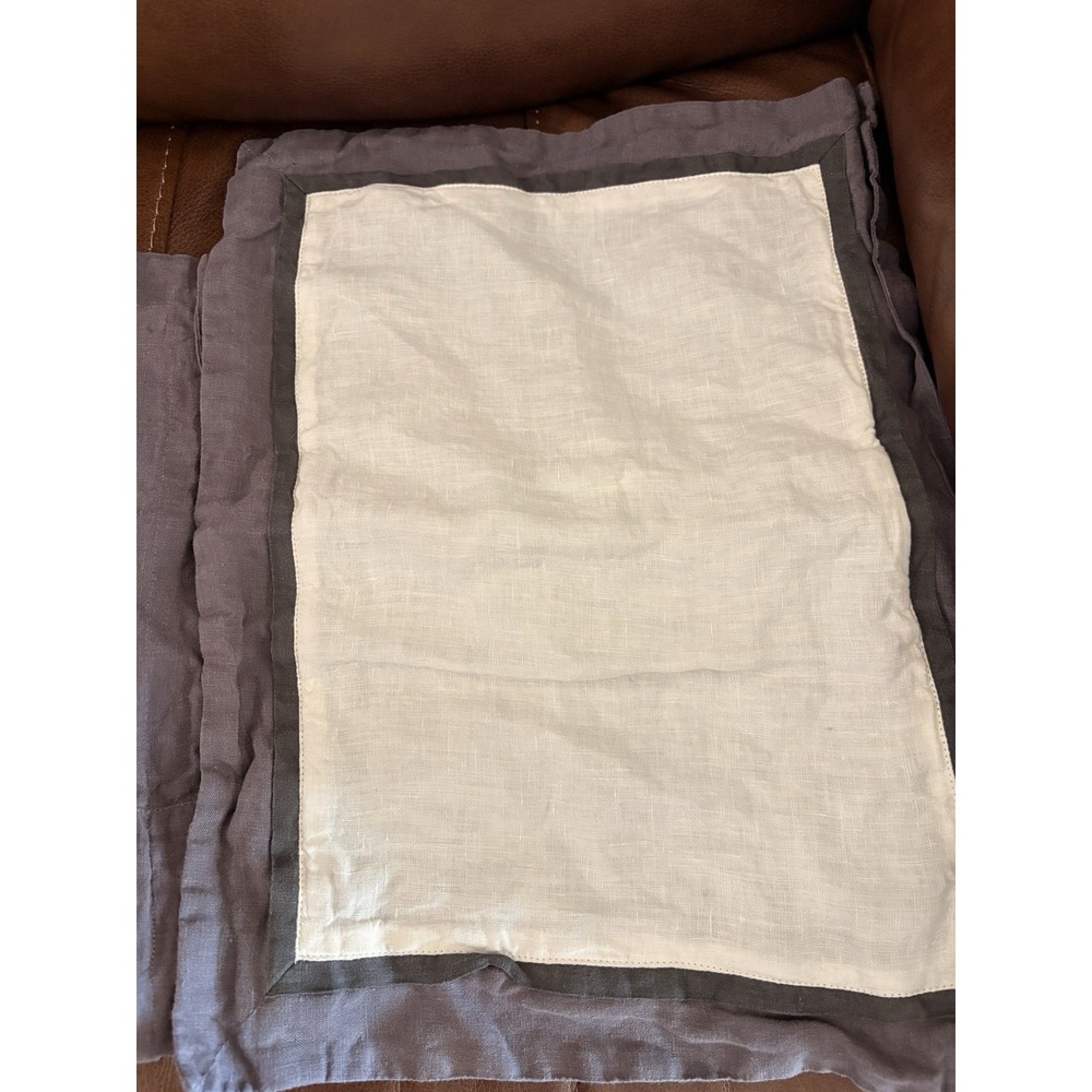 Peacock Alley Pillow 2 Pc Shams Textured Linen gray Made In Portugal LOOK